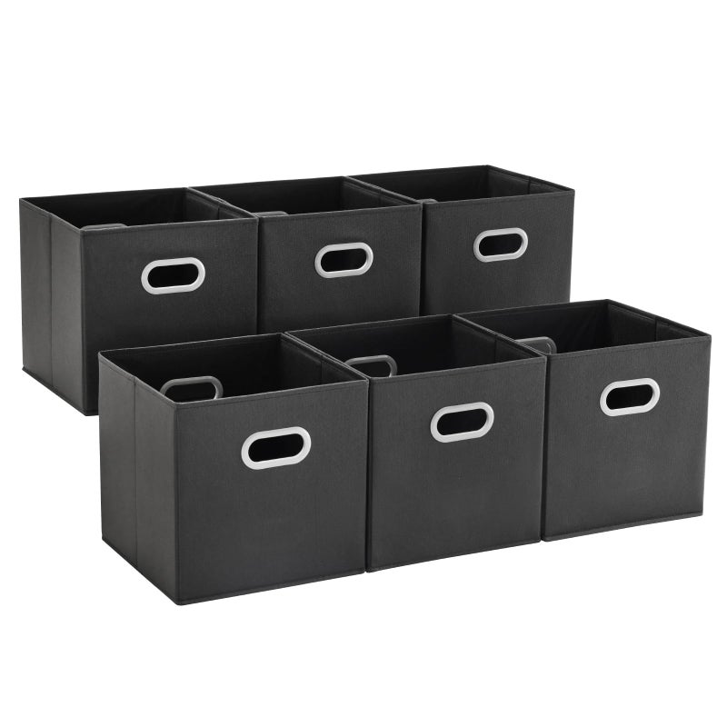 MAX Houser Fabric Storage Bins Cubes Baskets Containers with Dual Plastic Handles for Home Closet Bedroom Drawers Organizers (Black) - Image 1